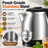 Bouilloire électrique en acier inoxydable de 1,8 L, 1500 W, chauffe rapide, chauffe-eau portable, arrêt automatique, base rotative à 360 degrés pour la maison et le bureau