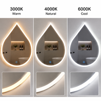 Miroir de Maquillage Intelligent Mural LED, Anti-Buée avec Interrupteur Tactile, Grossissement 3X, IP44 pour Salon et Maison