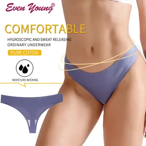 Evenyoung Breathable Design Nylon Fabric T Back Thong Lingerie Underwear Seamless Women G-String Panties Thongs For Women