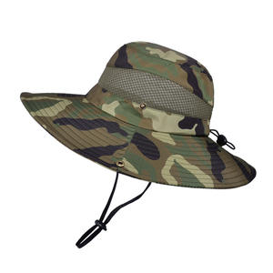 Vente en gros Chapeau d'extérieur décontracté Jungle à bords ronds en <span class=keywords><strong>filet</strong></span> Chapeau <span class=keywords><strong>de</strong></span> randonnée et <span class=keywords><strong>de</strong></span> pêche Chapeau <span class=keywords><strong>de</strong></span> pêcheur avec crème solaire camouflage - Product Image 4