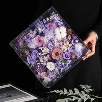 Caja de Regalo de Flores Eternas, Caja de Flores Acrílica Grande Tipo Bolso, Regalo de Alta Gama, Rosas Eternas Preservadas para Cumpleaños y San Valentín
