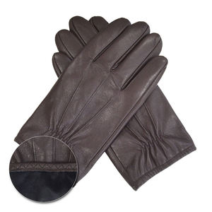 Men Winter Full Finger Leather <b>Gloves</b> Wrist Elastic Gathered Lined <b>Warm</b> Daily Wear <b>Gloves</b> - Product Image 2