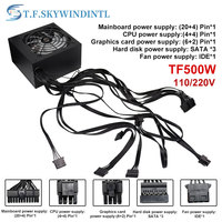 Alimentation électrique pour ordinateur ATX 500W avec ventilateur RGB 110v 220v PSU 500W 24 broches pour jeux PC de bureau