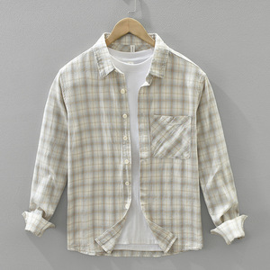 <span class=keywords><strong>Camicia</strong></span> a Quadri da Uomo a Maniche Lunghe Primaverile, Leggera, Traspirante, Ecologica, Facile da Pulire, Casual, in Puro Cotone, Vestibilità Comoda - Product Image 6