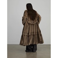 Manteau en fourrure de vison véritable importé, classique, long, texturé, de luxe, pour femme, chaud pour l'hiver, col en V, en fourrure de zibeline