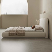 Meubles de maison modernes, lit en tissu taille Queen pour chambre à coucher, style nordique simple et luxueux, lit king-size en bois massif blanc pour hôtel