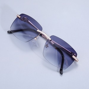 Indian Exporter Iced Out Moissanite <b>Sunglasses</b> 18K Gold Plated Luxury Diamond Eyewear for Celebrity Gala Available for Sale - Product Image 2