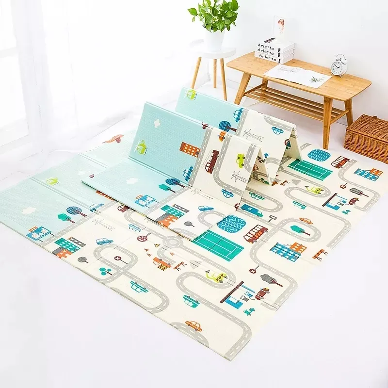 Playmat-alfombra plegable de espuma para niños y bebés, estera plegable de espuma de 200x180CM para gatear