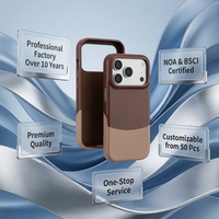 Étui de téléphone en cuir véritable exclusif et personnalisé - Protection intégrale antichoc magnétique bicolore pour iPhone 15-17 Pro