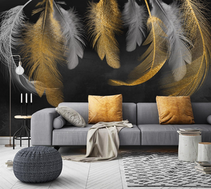 3D Seiden-Wasserdichte Künstler-Wandmalerei Feder-Design Moderne Abstrakte Tapete für Schlafzimmer Wohnzimmer TV-Hintergrund - Product Image 1