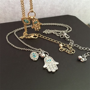 Collier pendentif en émail de la main de fatima, pendentif, yeux bleus, turc, diamants, livraison gratuite - Product Image 4