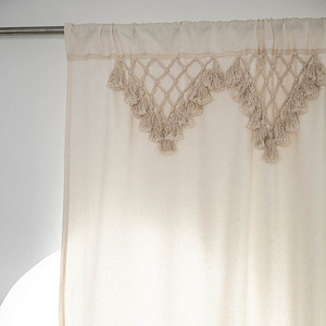 Tinta unita cotone lino tenda decorativa papà triangolo nappa Semi-ombreggiatura divisorio per camera da letto soggiorno Bay tenda - Product Image 4