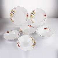 Service de table en verre opale rond, forme carrée en option, bols à soupe en verre opale blanc, assiettes, vaisselle en verre trempé incassable