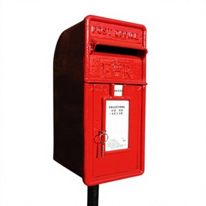 Red Vintage <b>Post</b> <b>Box</b> With Stand Groun <b>Mount</b> For Garden Supplies & Farmhouse Outdoor Decoration - Product Image 1