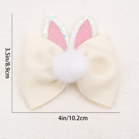 Paire de pinces à cheveux en alliage enveloppées de nœuds en coton à volants motif animaux joyeux, décorations charmantes et jolies pour bébés, enfants d'âge préscolaire et jeunes