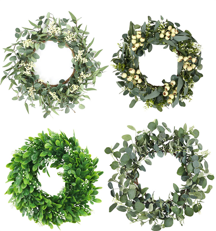 20inch Artificial Eucalyptus Leaves Wreath with Big Berries for Front Door Wall Window  Decoration
