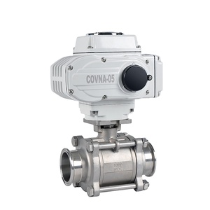 Vanne à boisseau sphérique motorisée COVNA DN40 1,5 pouce 3 pièces 1000 WOG 12V DC en acier inoxydable 316 avec actionneur électrique - Product Image 1