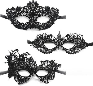 Masques de mascarade en dentelle noire et or pour femmes, costumes de Mardi Gras pour couples, robe vénitienne pour adultes avec équipement de bondage pour hommes et filles - Product Image 1