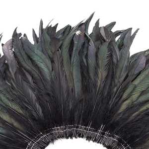 Piume di <span class=keywords><strong>Gallo</strong></span> Naturali Tinte di Nero Economiche, Mezza Piuma Bronzo Iridescente per <span class=keywords><strong>Costumi</strong></span> di Carnevale e Decorazioni - Product Image 3