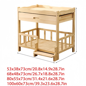 Lit surélevé en bois <span class=keywords><strong>pour</strong></span> animaux de compagnie avec rangement tapis doux amovible et échelle lit <span class=keywords><strong>pour</strong></span> chien et <span class=keywords><strong>chat</strong></span> meubles couleur naturelle - Product Image 6