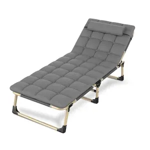 Portable Chaise Lounge Chair Lightweight Sleeper Chair Lunch Break Bed Camping Cots with Thickened Mattress
