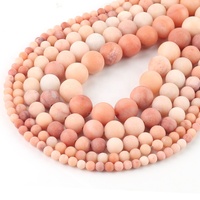 Perline di pietra avventurina rosa smerigliata perline di pietra rotonde naturali branelli allentati per gioielli che fanno braccialetti fai da te fatti a mano