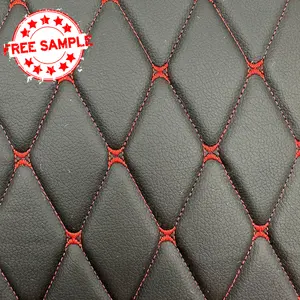 Fábrica de cuero engrosado impermeable acolchado bordado tapicería Interior del coche Material de cuero sintético para asiento de coche