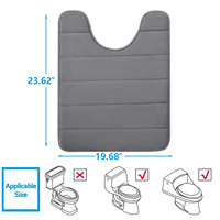 Tapis de toilette en mousse à mémoire de forme matelassé en forme de U, lavable en machine, absorbant, antidérapant, pliable, couleur unie, tapis de sol pour salle de bain