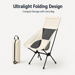 Breathable Lightweight High Back Folding <b>Moon</b> <b>Chair</b> with Backrest for Outdoor <b>Camping</b> Hiking Picnic Dining Beach Fishing - Product Image 1