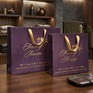 Sacs cadeaux en papier de luxe en gros avec poignées en ruban à marquage métallique pour bijoux, cadeaux de mode et emballages de détail - Product Image 3