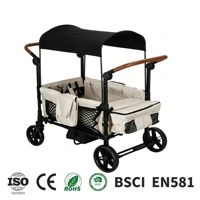 Poussette inclinable et pliable avec design haute vue, poussée bidirectionnelle, cadre en aluminium et roues silencieuses en EVA pour l'extérieur