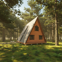 Maison triangulaire avec loft, maisonnette préfabriquée en bois en forme de A, avec toit en pente et design de loft, pour usage commercial/bureau