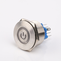 Interrupteur à bouton métallique étanche 30mm Ip68 12v 24v Led interrupteur à bouton de verrouillage momentané d'éclairage