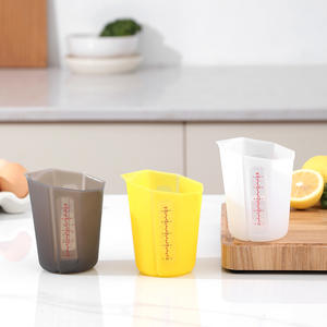 Taza medidora de silicona de 250 ml, herramienta de cocina graduada de calidad alimentaria, amarillo, gris, blanco - Product Image 1