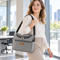 Sac Isotherme Repas en Tissu Oxford Portable avec Poignée Supérieure et Bandoulière, Poche Avant Zippée – Idéal pour le Travail, les Pique-niques et les Voyages – Vente en Gros