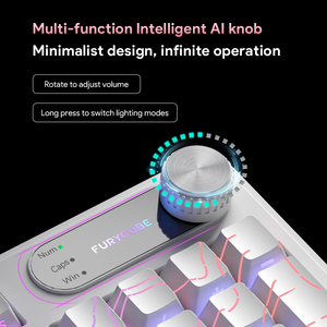 Furycube 98 Toetsen Afneembare Bedrade Draadloze Waterdichte Membraan Mechanische Gevoel Toetsenbord Rgb Licht Witte Contour Met Schermknop - Product Image 3
