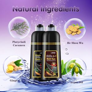 Leorx 3 in 1 Shampoo Colorante per Capelli Castani, Colorazione Semi-Permanente Istantanea a Base di Erbe, Unisex, 500 ml, Ingredienti Naturali - Product Image 6