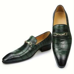 รองเท้าลำลองผู้ชายคุณภาพสูง ทำมือ หนังแท้ ทันสมัยและคลาสสิก เหมาะสำหรับใส่ทำงาน สีเขียว - Product Image 3