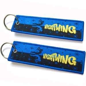 Wholesale <b>Customized</b> <b>Key</b> Flight Label Jet Tag Fabric Woven Brand Embroidered Keychain Promotional Gifts - Product Image 4