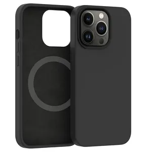 Liquid Silicone Case Magnetic with IC Pop-up Window Rubber Coated Silicone Mag Phone Back Cover For iPhone 13 14 Pro Max