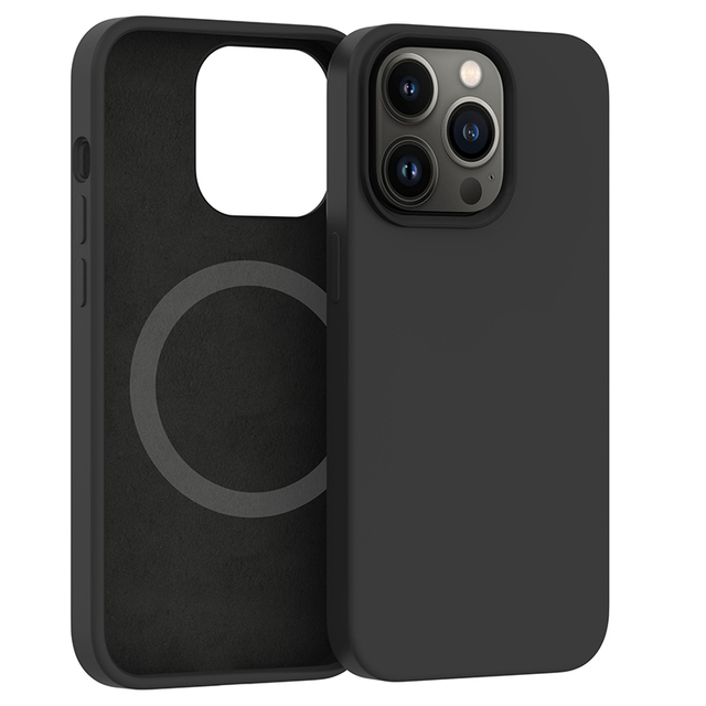Liquid Silicone Case Magnetic with IC Pop-up Window Rubber Coated Silicone Mag Phone Back Cover for iPhone 13 14 15 16 Pro Max