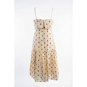 Vestido Midi Acampanado con Estampado Tejido para Mujer, Cintura Natural, Sin Mangas, Cuello con Volantes, Casual, Ligero, de Verano, Alta Calidad - Product Image 3