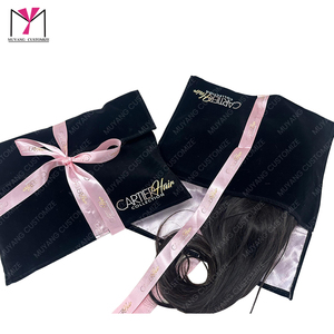 Customizable Logo Biodegradable Velvet <b>Bag</b> with <b>Pink</b> Satin Ribbon MUYANG Brand - Product Image 4