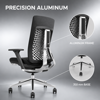 Chaise de bureau ergonomique entièrement en aluminium avec châssis allemand BOCK, chaise de direction à dossier haut avec support dorsal dynamique