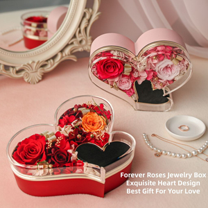 Boîte à bijoux en roses <span class=keywords><strong>éternel</strong></span>les en gros avec couvercle en acrylique en forme <span class=keywords><strong>de</strong></span> cœur, coffret cadeau <span class=keywords><strong>de</strong></span> roses <span class=keywords><strong>éternel</strong></span>les, fourniture d'usine OEM pour la Fête des Mères - Product Image 2