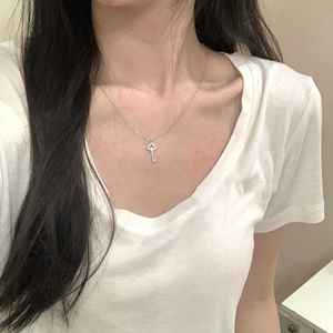 สร้อยคอเงินแท้ S925 ดีไซน์โบว์เล็ก รูปทรงน้ำเต้า สายแพลตตินัม สไตล์จีนใหม่ ประดับหยก ดีไซน์เฉพาะตัว สร้อยคอประดับกระดูกไหปลาร้า - Product Image 2