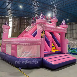 Castillo Inflable Personalizado con Tobogán, Diseño de Princesa <span class=keywords><strong>Disney</strong></span>, Color Rosa, de Grado Comercial para Parques Temáticos - Product Image 2