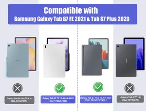 Múltiples ángulos cubierta magnética soporte protección contra arañazos funda inteligente para Galaxy Tab S7 FE 2021 12,4''