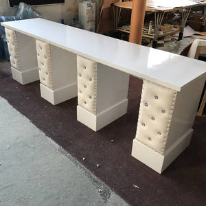 Muebles de salón de manicura con tapa de mármol, mesas de manicura con cajones y botones de cristal de cuero - Product Image 2