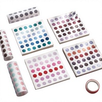 Autocollants en papier washi double face à pois couleur Morandi, étiquettes colorées en boîte pour journal, matériaux DIY